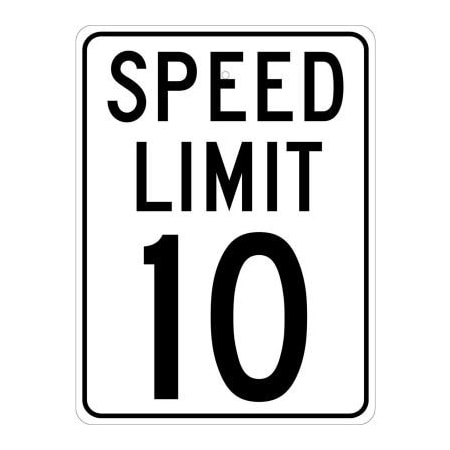 National Marker Co NMC Traffic Sign, 10 MPH Speed Limit Sign, 24in X 18in, White/Black TM18J